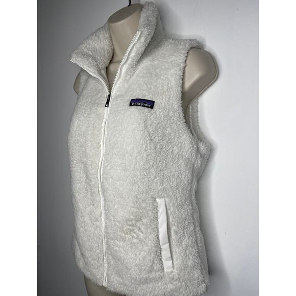 Patagonia Los Gatos Vest Womens Small White Deep-Pile Fleece Pocket Full-Zip - Picture 4 of 9